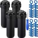 4 Pack Sprinkler Heads with Screwdriver Set, 5000 Gear Drive In-Ground Rotor Heads,3/4 Inch Pop-Up Lawn Garden Irrigation Sprinkler System, 25° to 360° Pattern, 25-50ft Spray Distance