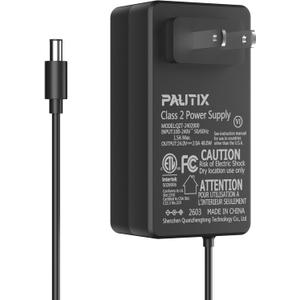 PAUTIX 24V DC Power Supply Adapter 24Volt 2A 48W Low Voltage LED Driver Transformer with 5.5 x 2.1mm US Plug for LED Strip,CCTV Camera,COB LED Lighting,Suit 1.5A 1A 0.5A Device Power Source