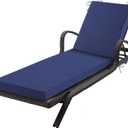 Chaise Lounge Cushions Outdoor, 80x 26x 3 Inch Waterproof & Fade-Resistant Lounge Chair Cushion, Outdoor Chaise Cushion with Removable Cover & Ties for Lawn, Patio, Pool & Beach, Navy Blue