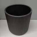 Amazon Basics Fluted Round Ceramic Planter, 8-inch, Black