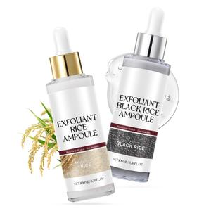 2PCS Rice Exfoliating Ampoule Set  Black & White Rice Brightening Duo for Glowing Skin | Gentle Peel + Pore Minimizing & Deep Hydration