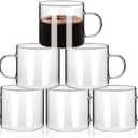 5 OZ Espresso Cups with Handle, Clear Espresso Shot Glass Set of 6, Small Double Espresso Accessories for Espresso Machine Coffee Bar
