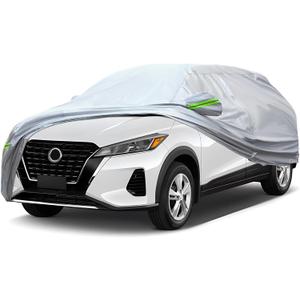 QUYDDC Full Car Cover Universal 6 Layers Outdoor Thicked All Weather Cover, Sunshield, Waterproof, Snow Proof, UV Proof, Scratch Proof, Bird Droppings, 6 Reflective Strips, Fits SUVs up to 180"