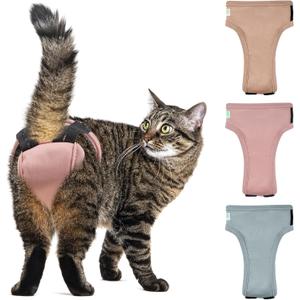 wegreeco Cat Diapers for Female and Male Cats(Only for Pee),Reusable Pet Kitten Diapers for Cats Spraying,Kitty Cat Incontinence Diapers Large