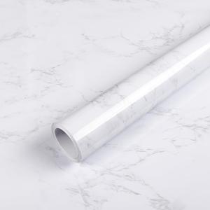 Abyssaly Glossy Marble Contact Paper White Wallpaper Peel and Stick Self Adhesive Waterproof Contact Paper for Countertop Kitchen Cabinets Bathroom 11.8in X 78.7in