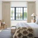 Heavy Natural Linen 100% Light Blocking Curtains & Drapes 96 Inches Long 2 Panels Set for Bedroom, Neutral Pinch Pleated Black Out Thermal Warm Beige Curtain for Summer Heat Energy Efficient 40W x 96L