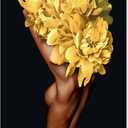 MAMAGO Large Yellow Floral Woman Wall Decor African American Canvas Poster Prints Nude Sexy Black Girl Abstract Artwork for Living Room Bathroom Framed - 28 x 44 inch (Style_30)