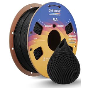 OVERTURE PLA Filament 1.75mm, Neatly Wound 3D Printer Filament 1kg Spool (2.2lbs), Dimensional Accuracy +/- 0.02 mm, Fit Most FDM 3D Printers (Black 1-Pack)