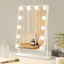 VANITII Lighted Vanity Hollywood Mirror with 12 Dimmable Bulbs Smart Touch Control 3 Colors Light for Tabletop, Detachable 10X Magnification