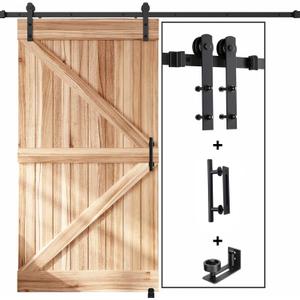EaseLife 8 FT Sliding Barn Door Track and Handle Hardware Kit, Straight Pulley,Slide Smoothly Quietly,Easy Install (8FT Track Kit for 40"~48" Wide Single Door)