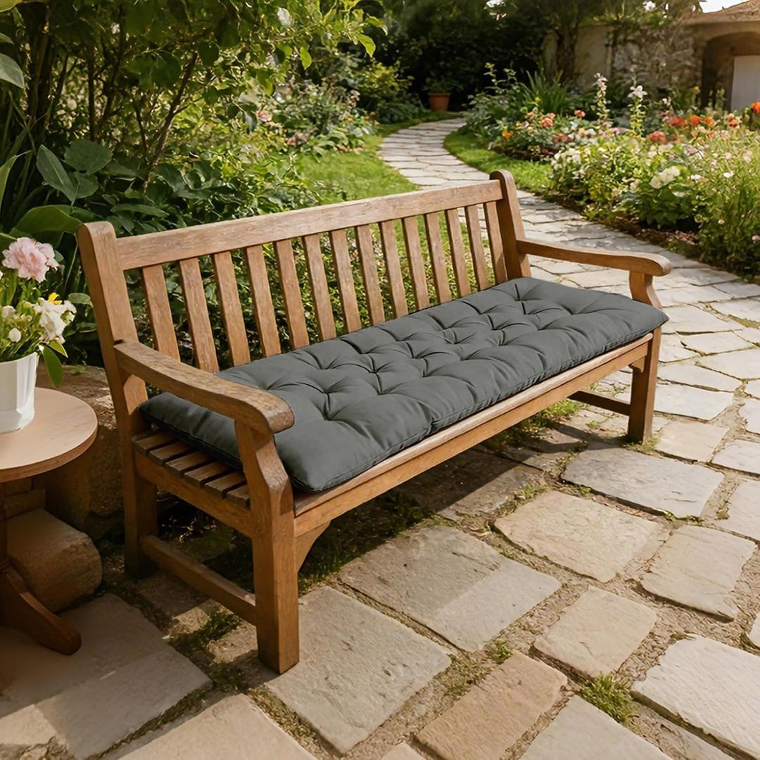 Outdoor Bench Cushion, Waterproof Seat Cushion for Outdoor/Indoor Furniture,Tufted Fade Resistant Bench Cushion for Patio Porch Swing Couch, 59"×20"×4",Grey