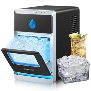 EUHOMY LunaArc Crescent Ice Maker Countertop, 1600Pcs/ Day, Ready in 12Mins, Auto Deep Cleaning, Timer, Portable Ice Maker Machine with Clear Ice Cubes for Whiskey/ Coffee/ Soft Drinks