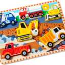 Melissa & Doug Construction Vehicles Wooden Chunky Puzzle (6 pcs) - FSC Certified
