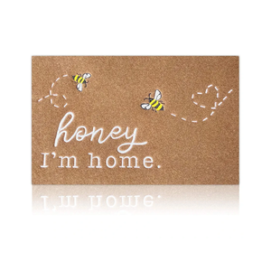 Bee Door Mat Brown Welcome Mats Front Door Indoor Outdoor Entrance Honey I'm Home Kitchen Rugs Entry Outside Doormat Non Slip Durable Rubber Back Funny Farmhouse Mat