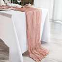 2 x 2 PCS Dusty Pink Table Runner,Rustic Boho Cheesecloth Table Runner,35x120 Inches Runners for Tables, Pefect for Mothers Day Wedding Baby Shower Birthday Party Home Decorations