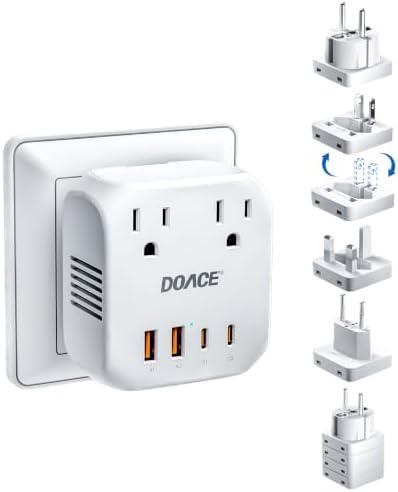 Upgraded 2000W Voltage Converter US to Europe for Hair Dryer - 220V to 110V Converter for European Travel, Power Converter Adapter Combo with 2 PD/QC & UK/AU/US/IT/European Travel Plug Adapters