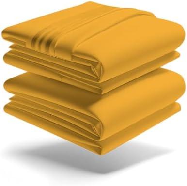 Mezzati Luxury Bed Sheet Set - Soft and Comfortable 1800 Prestige Collection - Brushed Microfiber Bedding (Yellow, King Size)