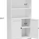 Homhedy Small Bathroom Storage Cabinet, Freestanding Toilet Paper Storage with 2 Doors and Shelves, Bathroom Organizers and Storage for Small Spaces, Laundry Room, 9.8" D x 19.7" W x 39.9" H, White
