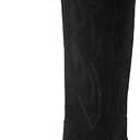 iiimmu Cowgirl Boots Women Knee High Boots Pointed Toe and Block Heel Cowboy Suede and Faux Leather Boots with Embroidered, 11, Black