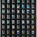 TJ.MOREE Shot Glass Display Case 63 Slots Glass Display Holder Wall Mounted with Lockable Door, Black