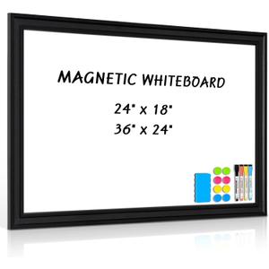 Large White Board for Wall, 36''x24'' Magnetic Dry Erase Board, Decorative Whiteboard with Black Wooden Frame, Hanging Writing Board for Home Office School Dorm