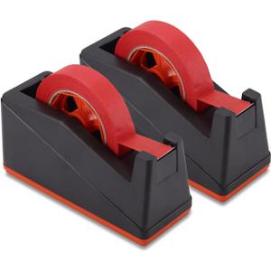 Lichamp 2 Pack Desktop Tape Dispenser Holder with Large 3 Inch Core for Masking, Heat Transfer Sublimation, Painters, Freezer and Kitchen Tapes, 0228BK
