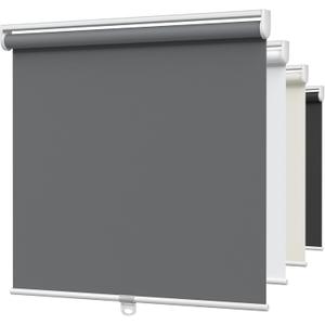 MYshade Blackout Cordless Roller Shades, Room Darkening Free-Stop Roll Up Blinds for Windows, Pull Down Blocking Blind for Home and Office, Easy to Install, 27" W X 50" H, Grey