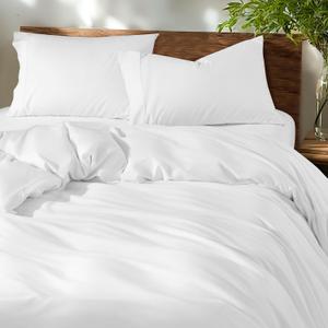 Shilucheng 100% Cotton King Size Duvet Covers - 600 Thread Count, Luxury Sateen Weave Egyptian Cotton Comforter Cover with Zipper Closure & Corner TiesHotel Bedding Duvet Covers 3 Piece (White) (King (104" x 90"), 01 - White)