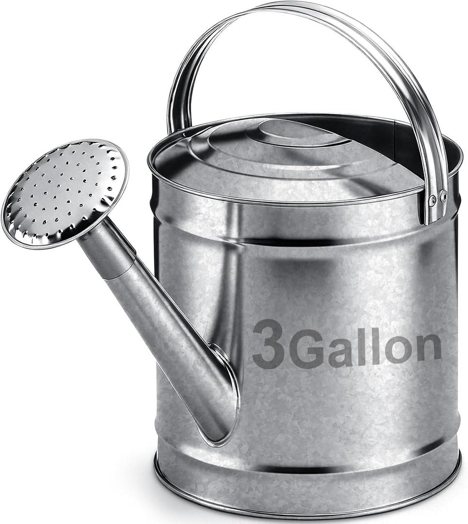 Geetery 3 Gallon Galvanized Steel Watering Can Large Metal Watering Can with Removable Spout, Rust-Resistant Vintage Farmhouse Style for Outdoor Indoor Garden, Patio, Flowers and Plants