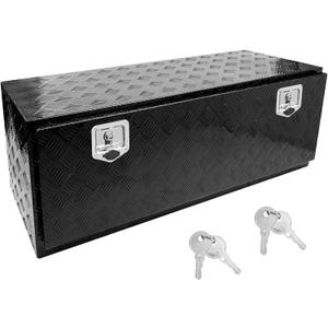 48 * 18 * 18 Aluminum Heavy Duty Diamond Plate ToolBox Chest Box Pick Up Truck Bed RV Trailer Toolbox Storage Organizer with T-Handle Latch Dual Lock Keys - Black