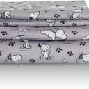 Berkshire Blanket Peanuts Kids Sheet Set, Full Size - 4 Pieces, Peanuts Mini Poses and Paws Grey, Cute Character Snoopy Printed Soft Microfiber Bed Sheets (Peanuts Poses and Paws Grey)