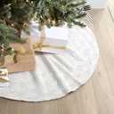 GMOEGEFT 24 Inches Knitted Christmas Tree Skirt, Vintage Knit Xmas Tree Skirt, Rustic Christmas Home Decorations, Beige Xmas Tree Holiday Decorations