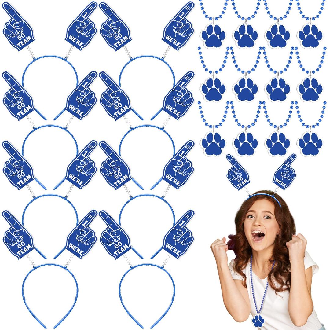 Zeyune 24 Pcs Paw Print School Spirit Week Items Blue