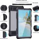 Compatible with iPad Pro 11 inch M4 2024 M5 2025 Waterproof Case,360 Protective Military Drop-Proof,with Strap Stand,Clear Screen Protector,Built-in Pencil Holder for iPad pro 11 Tablet Cover-Black