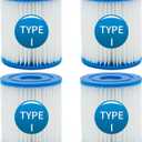 Type I Pool Filter Cartridge, High-Efficiency Filter Elements, 330 Gallon Pump Filter Cartridge for Pool Cleaning (4 Pcs)