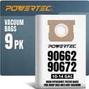 POWERTEC 90662, 90672 Shop Vacuum Bags 9PK, for Shop Vac Type F Type I, VF2005 / VacMaster VHBL VDBL / Craftsman CMXZVBE3877, CMXZVBE38768, 10-14 Gallon Replacement For Shop Vac Filter Bags (75024-P3)