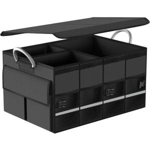 Trunk Organizer for SUV - Car Organizer with Removable Cooler Bag,Collapsible Multi Compartment 1680D Waterproof Sturdy Cargo Storage for Car Accessories Women Men (Extra Large)