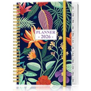 2026 Planner - Planner 2026 from January 2026 - December 2026, Weekly & Monthly Planner Spiral Bound with 12 Monthly Tabs, Inner Pocket, 6.4" x 8.5", Flower-F