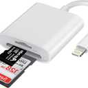Apple MFi Certified Lightning to SD Card Reader for iPhone, Dual Card Slot Memory Card Reader for iPhone, Supports SD/TF Cards Trail Game Camera Viewer, Portable Micro SD Card Reader for iPhone