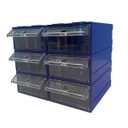 6 Pcs Drawer Stacking Storage Cabinet, Blue Plastic Drawers Storage Closet & 18 Pcs Clear Dividers Organizer Rack & 12 Pcs Tag Card for Home Office School