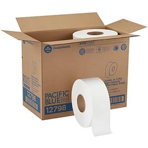 PACIFIC BLUE BASIC® JUMBO JR. 2-PLY HIGH-CAPACITY TOILET PAPER, WHITE, 8 ROLLS PER CASE