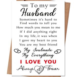 5 x Valentines Day Card for Husband, Happy Valentine's Card Gifts for Husband from Wife, Husband Valentines Gift (QQ-161)