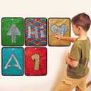 ODOXIA Sequin Fabric Mats | Sequin Reversible Fabric Sensory Wall | Flip Sensory Wall Tiles for Kids | 5-Pack (Rectangles)