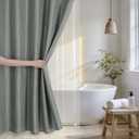 QiyI 3 in 1 Waffle Shower Curtain Set with Liner, Grey, 72 x 84