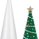 Holibanna Foam Cone Shaped Crafts White Christmas Tree Table Centerpiece Flower Arrangement Props 1PC 30CM