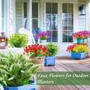16 Bundles 7 Styles Artificial Flowers for Outdoors, UV Resistant No Fade Fake Plants Outdoor Faux Flowers Plant Silk Daisy Boston Fern Lavender Flowers for Cemetery Outside Planters Porch Patio Home