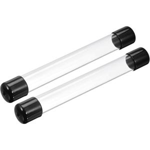 PATIKIL Clear Rigid Tube Round Plastic Tubing with Black Rubber Caps Polycarbonate Water Pipe, 305mm/ 12 Inch Length, 21mmx25mm/0.83"x1", 2 Set