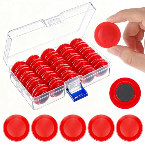 Outus 45 Pieces Red Round Whiteboard Magnets 3 cm Refrigerator Magnets Dry Board Mini Fridge Teacher Supplies for Home Offices