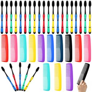 200 Pcs Bulk Toothbrushes and Pocket Combs Set Individually Wrapped - Soft Bristle Toothbrush for Travel Donations Hotels Homeless Shelter Nursing Home Charity Church Community Outreach