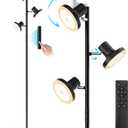 36W LED Tree Floor Lamp, Modern Dimmable Standing Lamp with Remote & Touch Control, 4 Color Temperatures, 3 Rotatable LED Light Floor Lamps for Living Room, Bedroom, Office (Black)